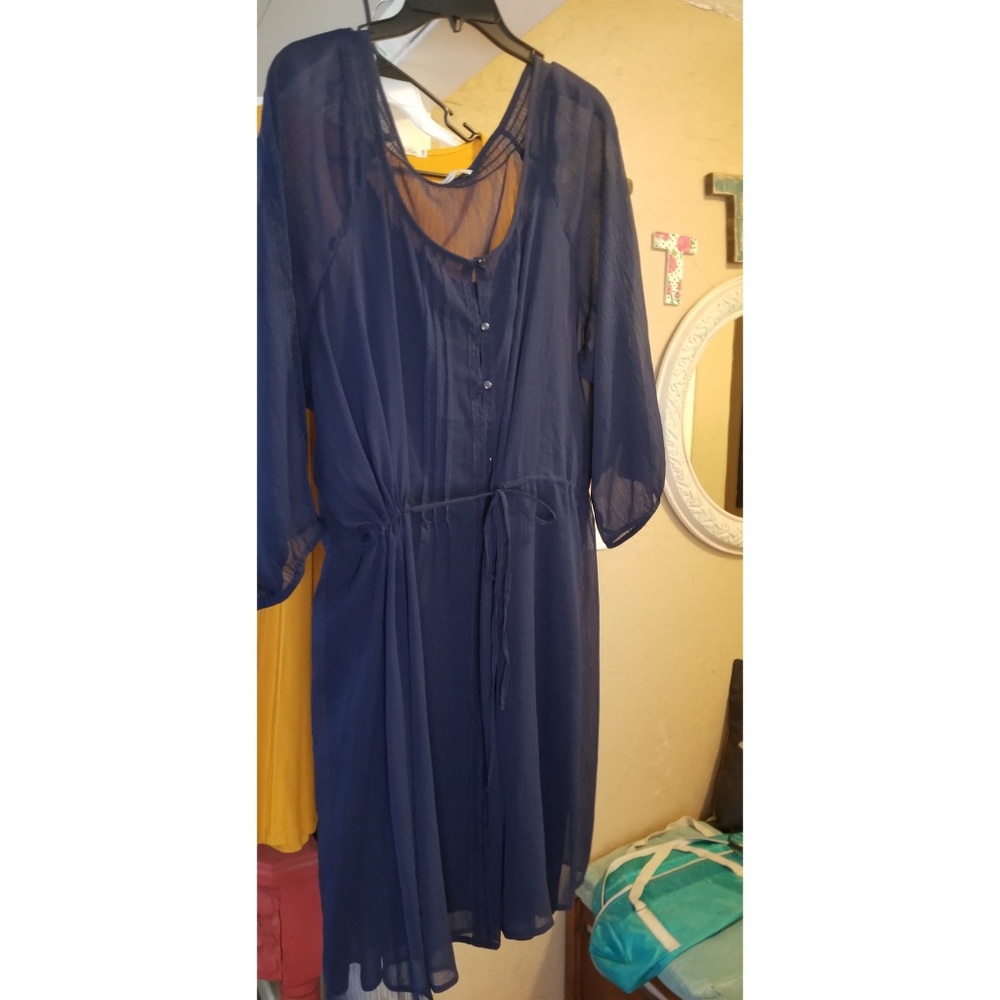 Navy Blue sheer dress with under dress